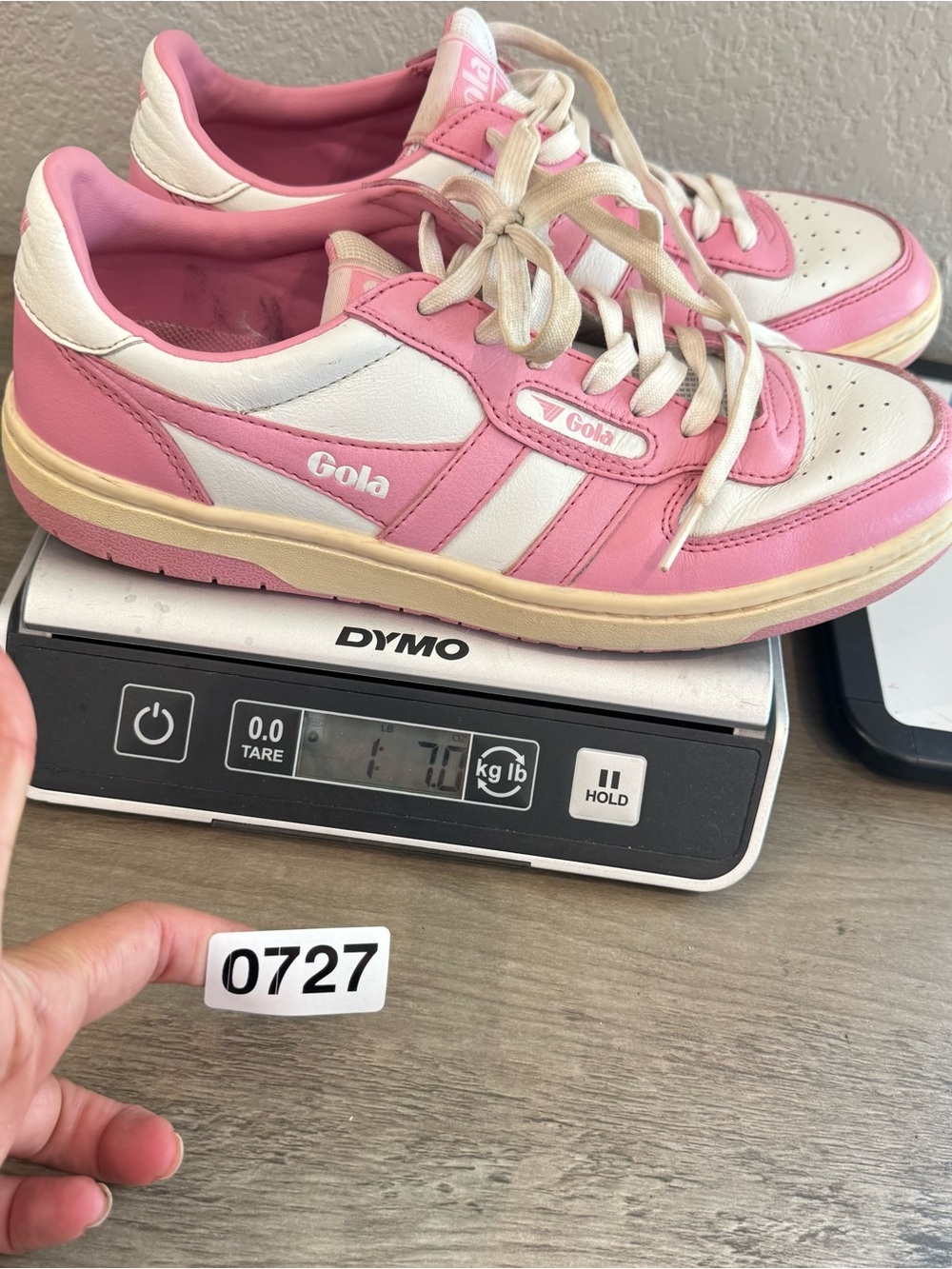 Gola Hawk Pink White Leather Sneakers Size 7 Retro Court Anthropologie - Picture 9 of 10